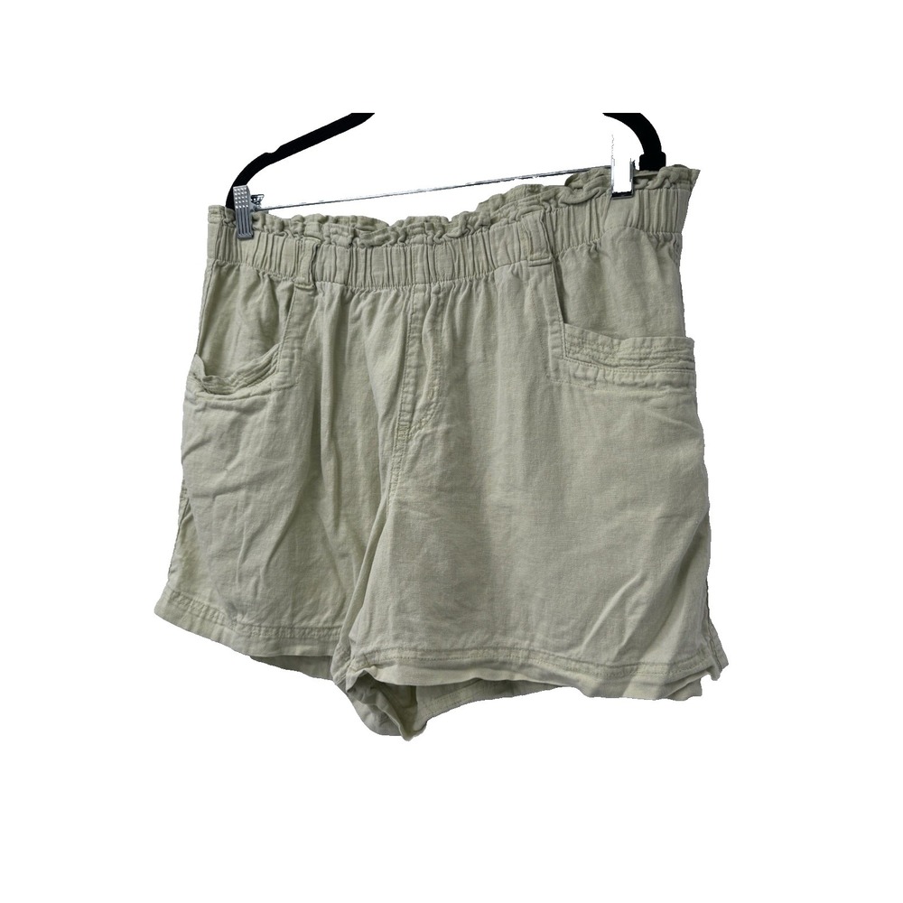 Maurices Green Linen High Rise Elastic Waistband Shorts XL Fairy Cottage beachy